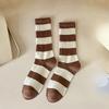 Female Spring and Autumn New Lovely Stripe Trend Color Bar Tall Drum Pile Pile Cotton Socks