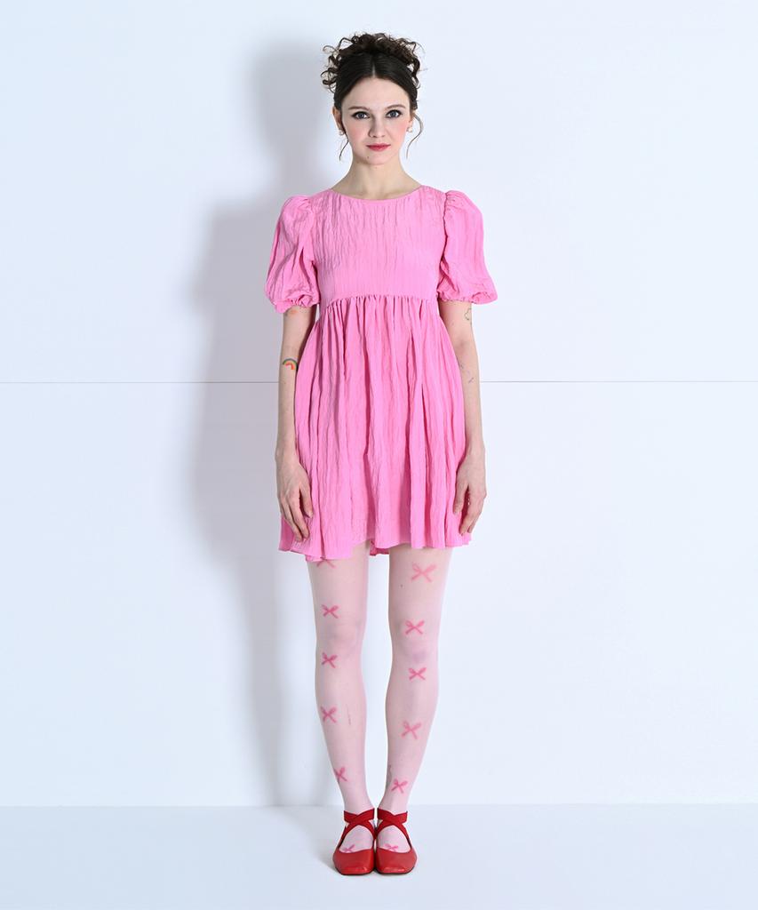 Make A Toast Puff Balloon Mini Dress Pink Mbcsop008Pk