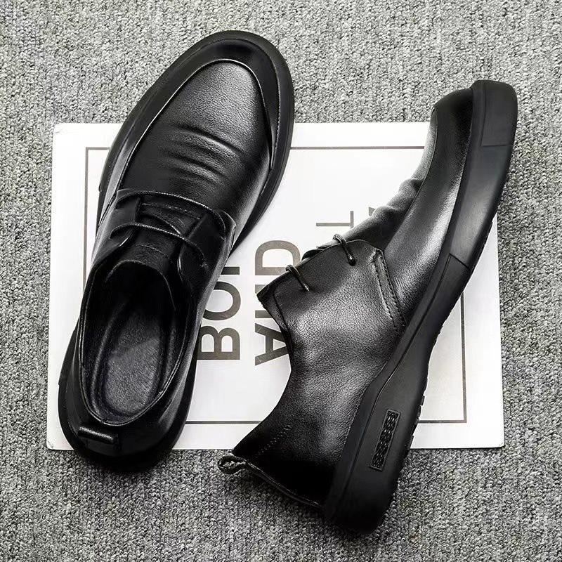 Men's shoes Spring and Autumn Business Men's casual shoes Soft soled British casual shoes Round toe leather shoes Men
