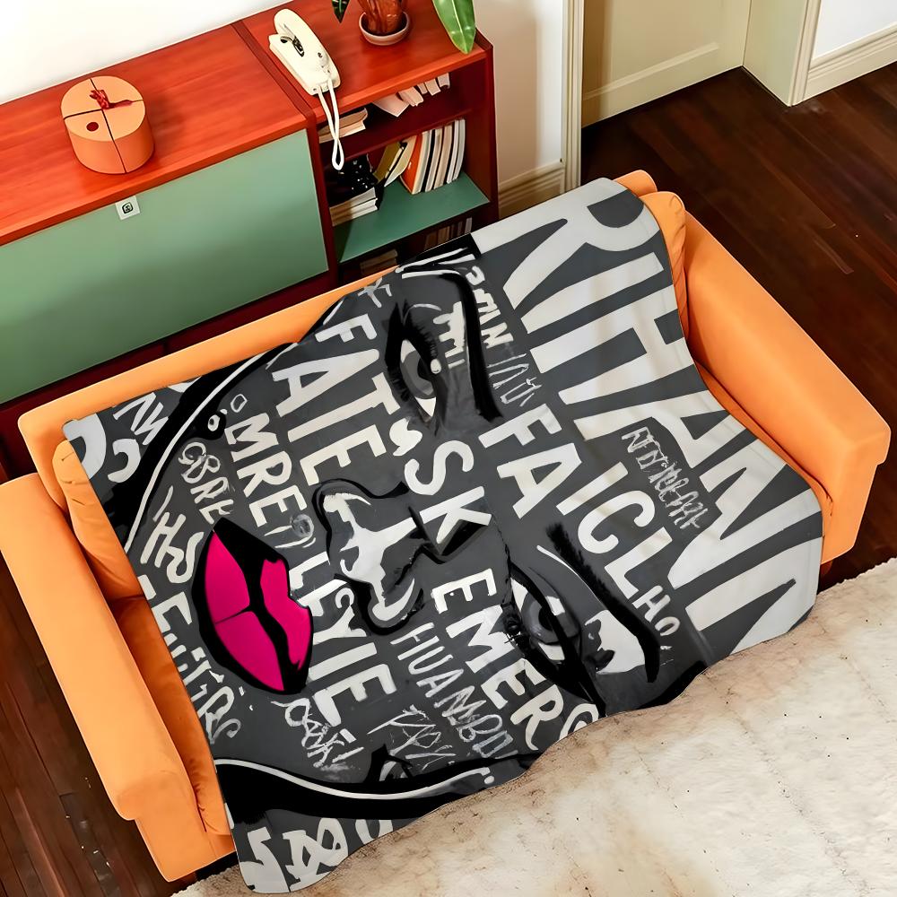 Music R-Rihanna Throw Flannel Cozy Print Blanket, Portable, Durable Machine Washable Cute Cool