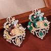 Vintage Enamel Cat Lapel Pin Light Luxury Imitation Rhinestone Brooch  Clothes Decoration