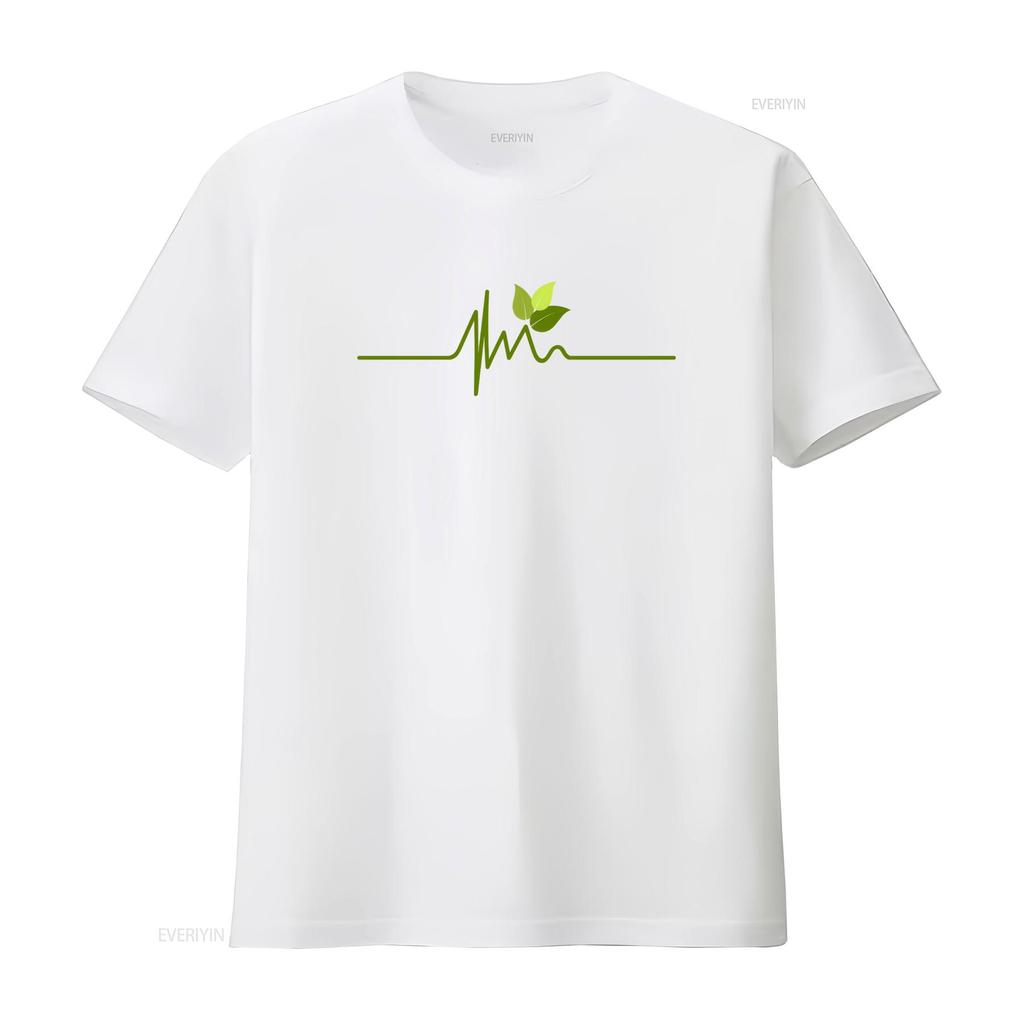 Womens Vegan Love Heartbeat Image T Shirt Eco Friendly Stylish vintage Washed homme Soft Slightly Unisex fashion Comfortable