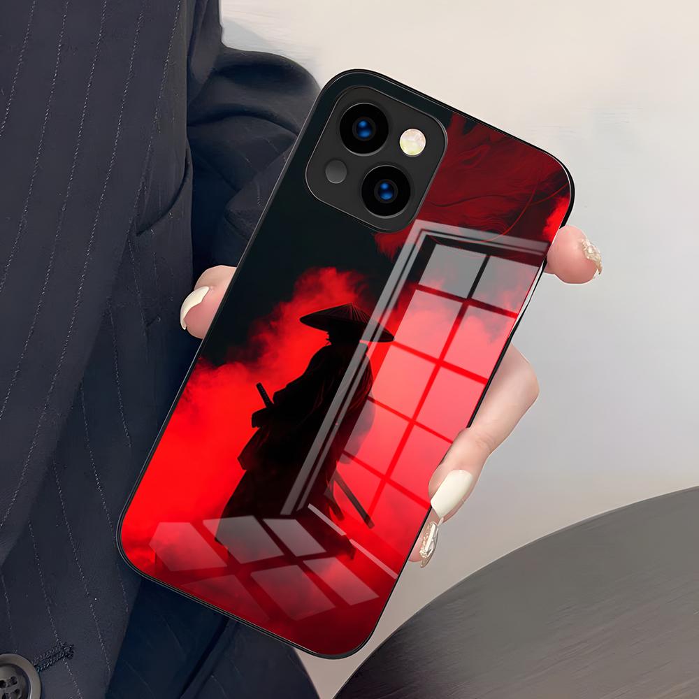 Samurai Mask Phone Case For IPhone 17 Pro Max 15 Pro 16 14 Plus 12 13 Mini 11 Pro Shockproof Glass Cover