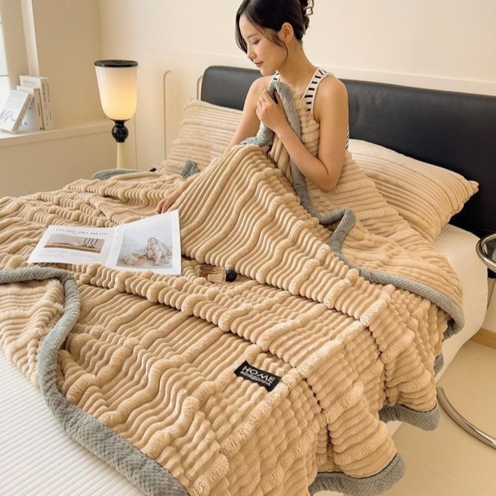 Striped Warm Blankets Soft Sofa Blankets High Quality Quilt  Autumn Winter