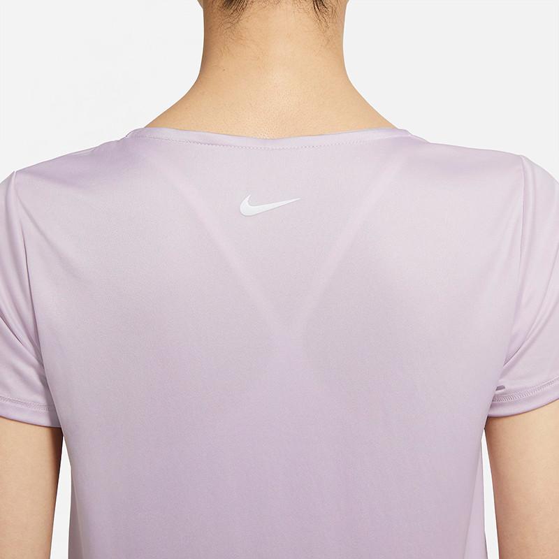 Nike Swoosh Logo Print Sport Crew Neck Short Sleeve T-Shirt Women Tops Light-Purple CZ9279-576