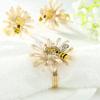 2025 Trend Set Of 12 Daisy Sunflower Napkin Rings, Gold Bee Napkin Ring Holders For Formal Or Casual Dinning Table Decor