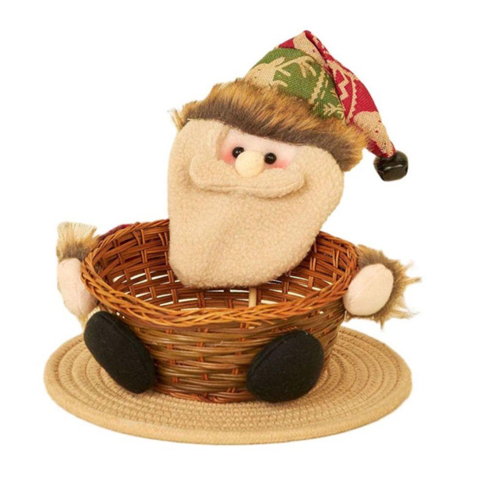 

Snowman Elk Christmas Candy Basket Fruit Basket Easter Rattan Basket Christmas S-Santa Claus