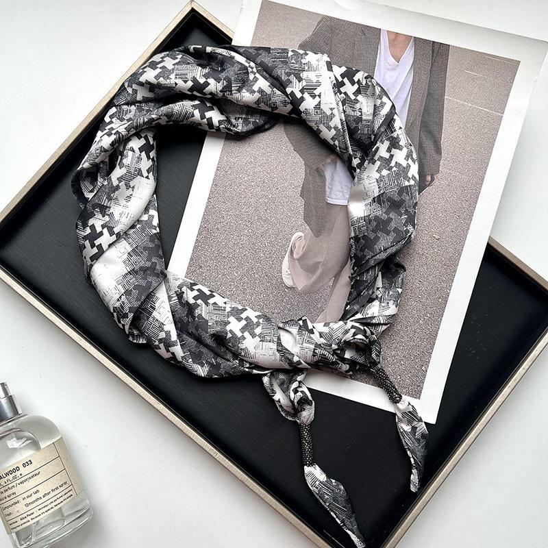 Versatile Simulated Silk Scarf Japanese Student Female Scarf Small Shawl Cute Triangle Scarf Thin