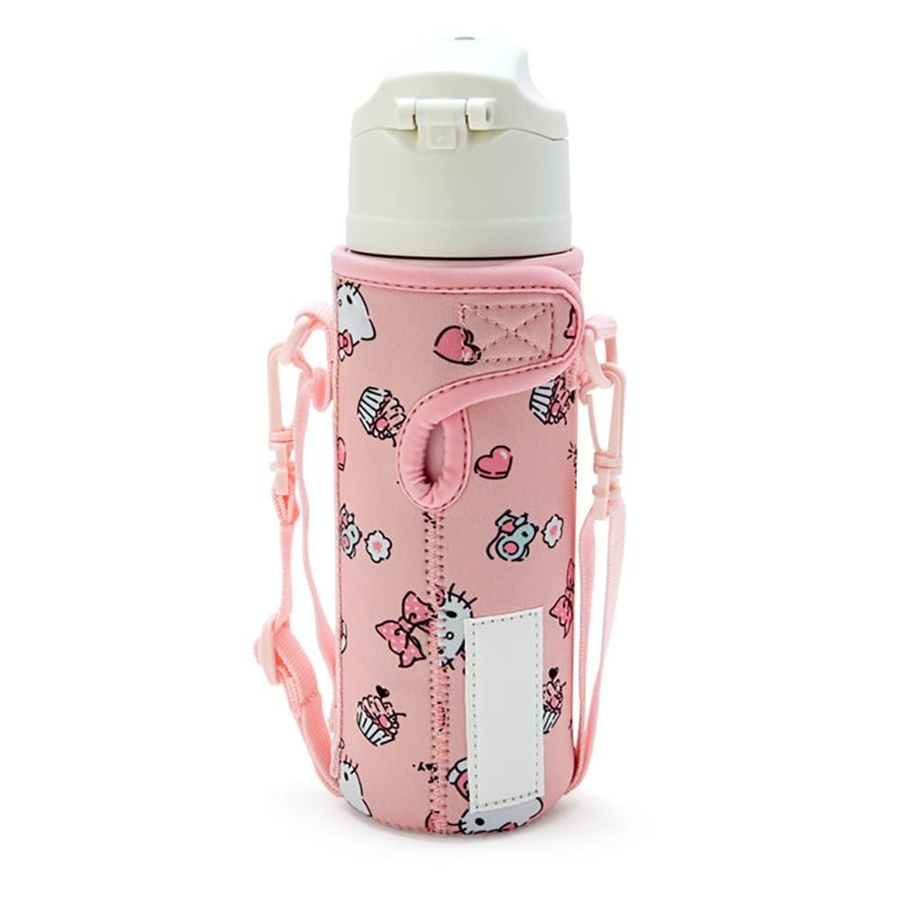 Sanrio Children's Water Bottle 470ml Direct Drinking One Touch Stainless Steel Bottle Hello Kitty Hello Kitty Cold Storage Includes Pouch with Shoulde