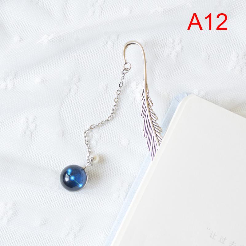 Noctilucent 12 Constellation Bookmark Ball Pendant Metal Book Mark School Supply
