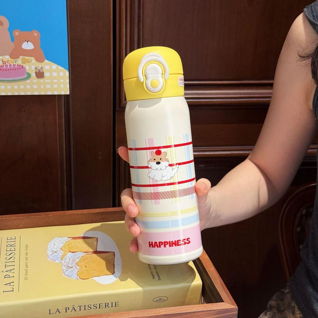 Dröm dubbel drickkopp dubbel drickning med vinden termoskopp kvinnlig söt student rostfritt stål vattenkopp med sugrör direkt drickning