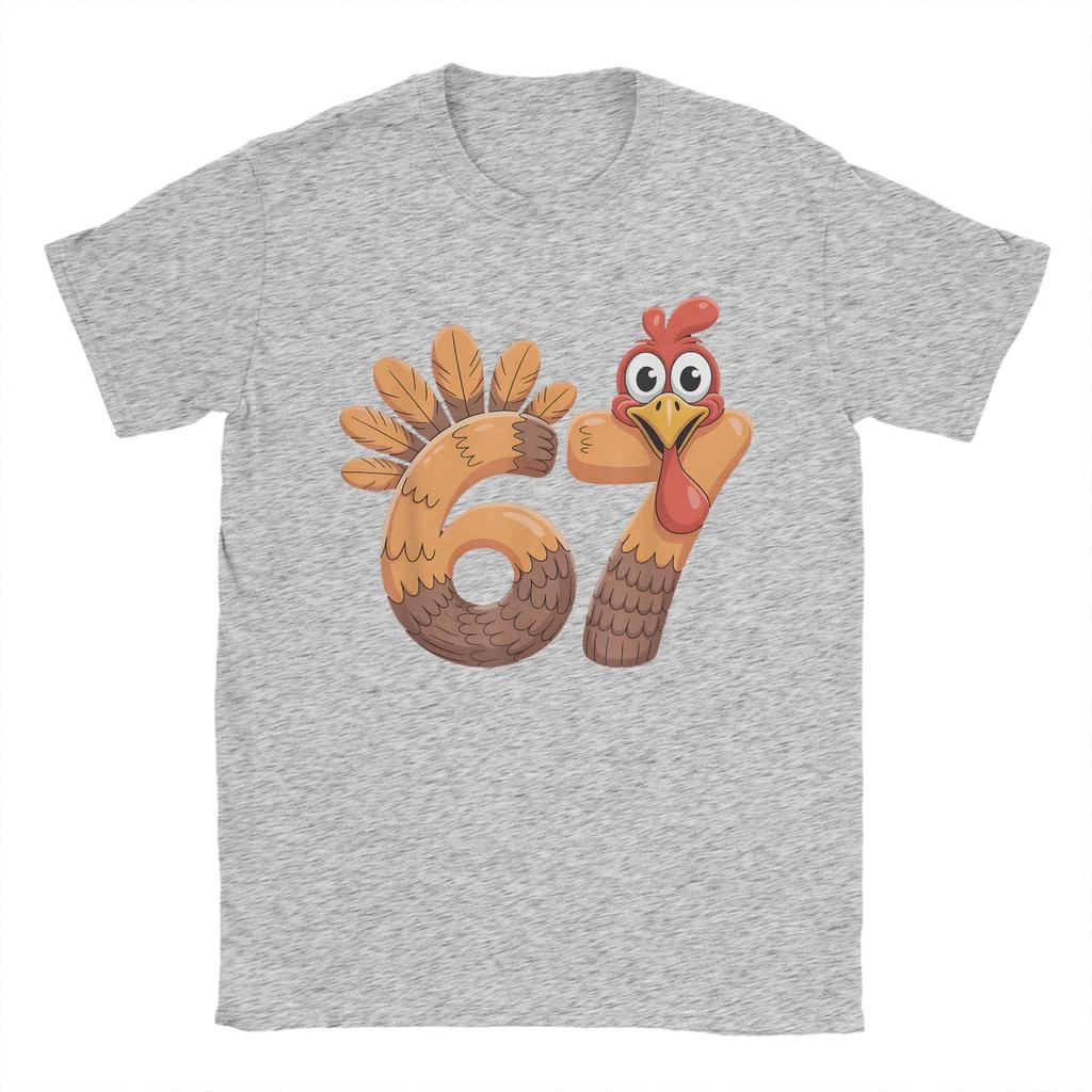 67 Thanksgiving Funny Turkey Thanksgiving 67 Turkey T-Shirt for Men Pure Cotton Tees Round Collar Short Sleeve T Shirt Clothing