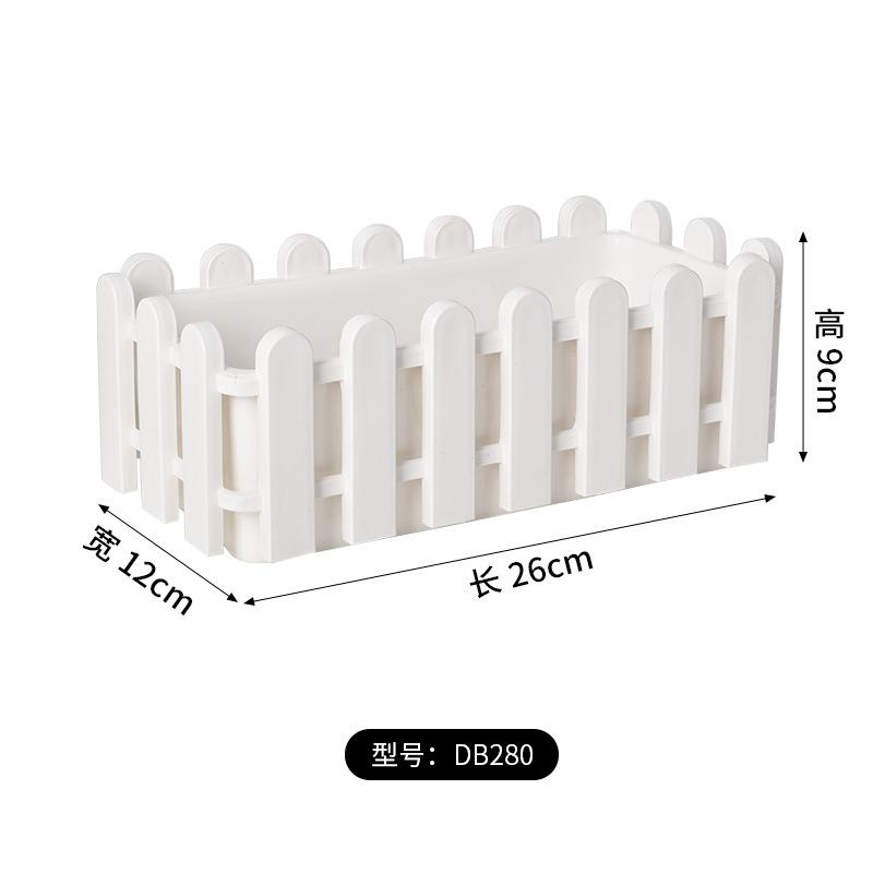 Fence Style Rectangular Plastic Flower Pot, Garden Border Planter for Succulents, Balcony Home Decor Greenery Container