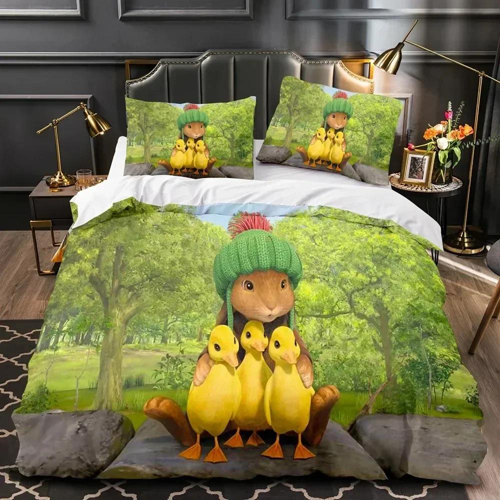 

3D Peter the Rabbit Bedding Set Duvet Cover Sheet Printed Bed Set Pillowcase Bed Full Queen King Size For Comforter Bedroom 70x133cm 2pcs