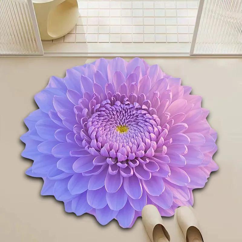 

WTEMPO 3d Stereoscopic Printed Absorbent Bathroom Floor Mats Toilet Door Mats Household Kitchen and Living Room Anti-slip Floor Mats 80cm фиолетовый