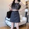 Gray High-Waist A-Line Mini Skirt - Women's Versatile Spring/Summer Anti-Exposure Skirt