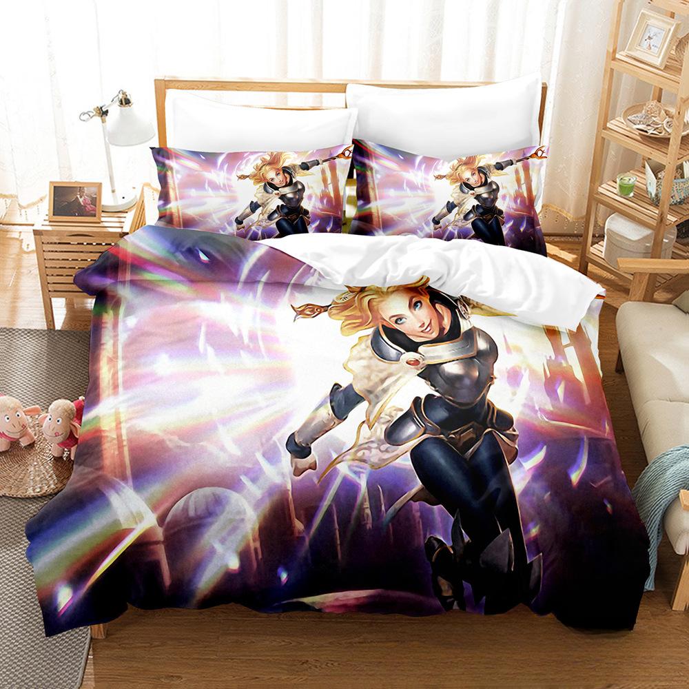 Comforter League Of Legends Lady Of Luminosity And Vn Design Quilt Set Three-Piece Lol Game Character Print Bedding King Size