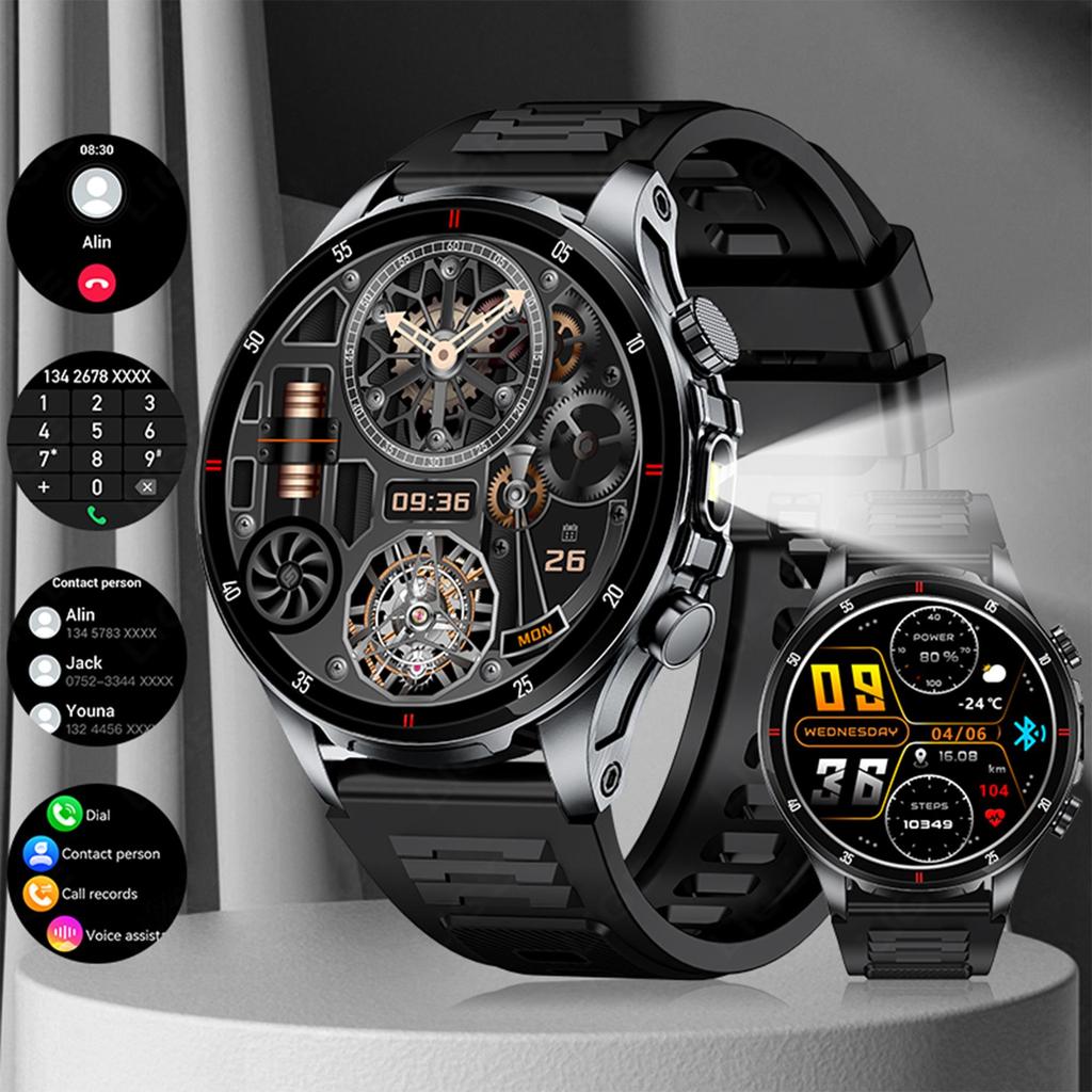 LIGE New Men Smart Watch LED Flashlight BT Call Waterproof Heart Rate Sleep Health Monitoring Fitness Watch