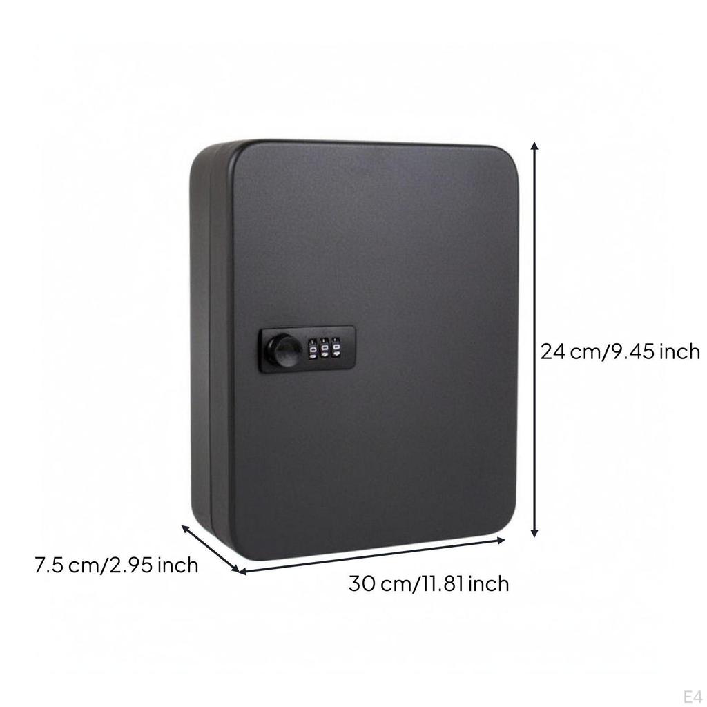 Metal Key Storage Box Multiple Hooks Wall Mount Cabinet Lockable 6key Combination