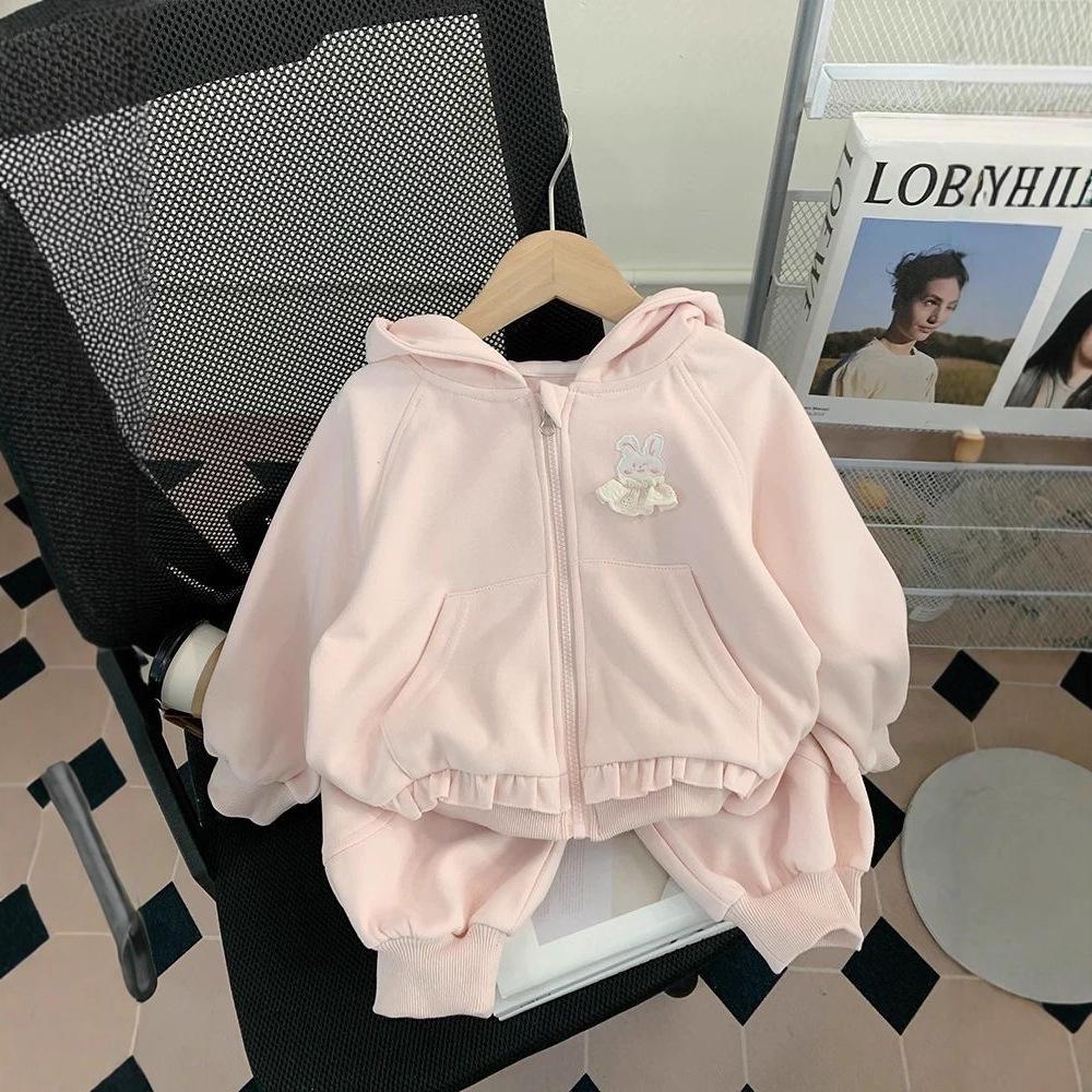 Spring 2025 Girls' Fashion Set: Toddler Sweatshirt, Jacket & Pants for Spring/Autumn