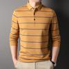 Striped Men's Polo Shirt Casual T-shirt Quality Skin-friendly T-shirt Long-sleeved Shirt Men's Cotton Loose Trendy Men's Clothing