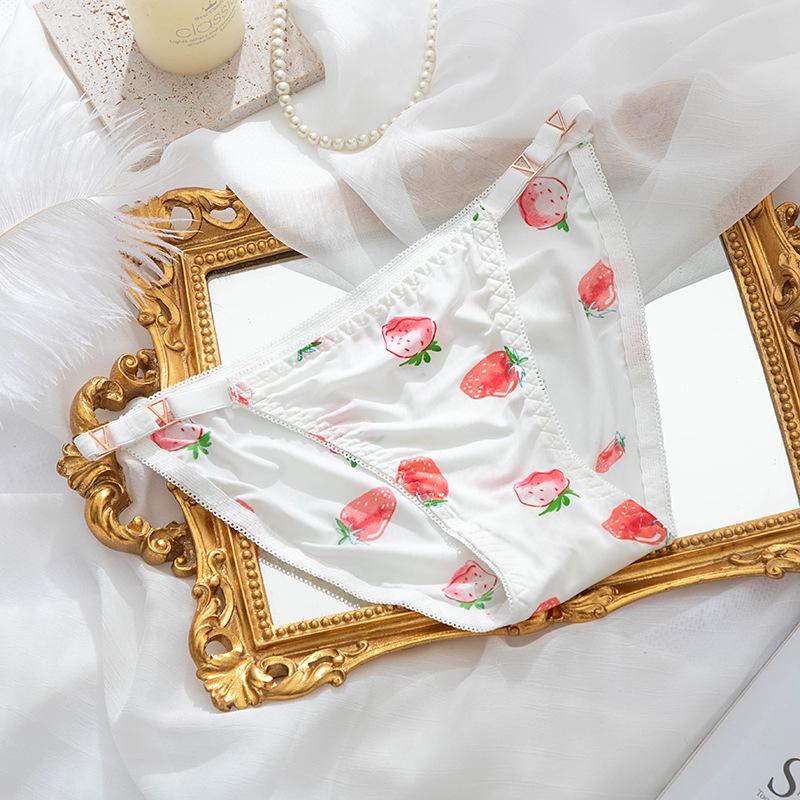 Ice Silk Seamless Low Waist Slim Thin Strap Panties V-shaped Leopard Print Women's Panties