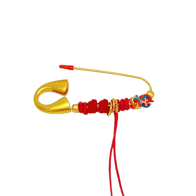 Złota broszka dla noworodka - Chiński styl półprodukt wisiorek uspokajający DIY prezent