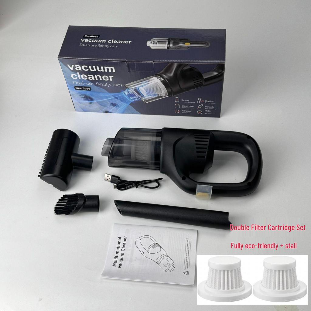 Portable Handheld High-Power Vacuum Cleaner with Wireless Charging and Strong Suction for Home and Car Use
