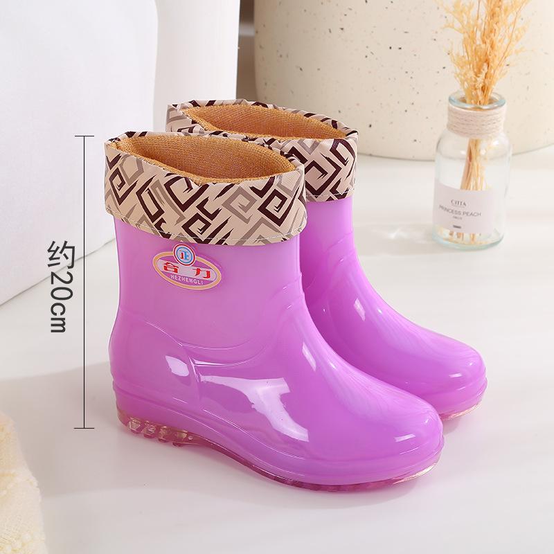 Tall tube thickened rain shoes women's waterproof shoes women's outer wear rain boots non-slip warm quick-drying water boots rubber shoes
