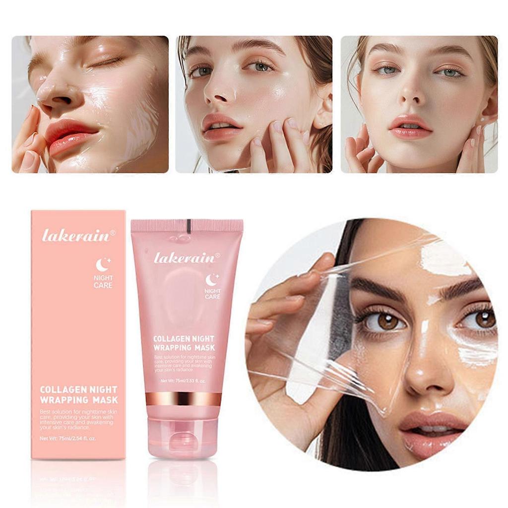 Collagen Night Wrapping Mask, Collagen-Boosts Skin Barrier Hydration & Glow & Firmer Skin, Collagen Peel Off Face Mask