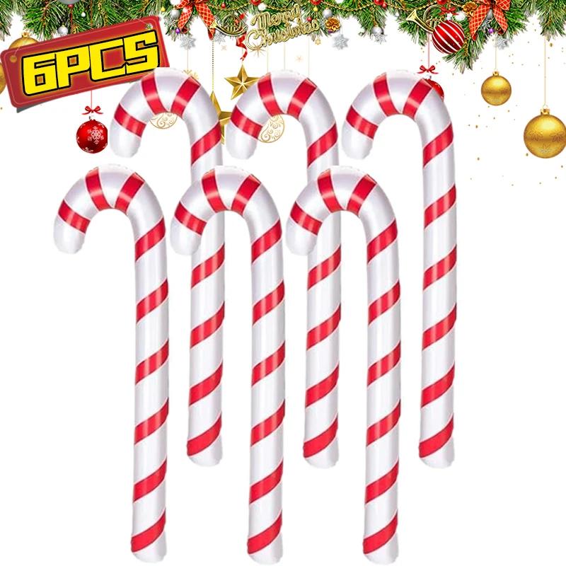 90cm Large Christmas Candy Cane Balloons for Xmas Tree Hanging Ornaments Red Crutches Inflatable Balloon Party Decor Supplies