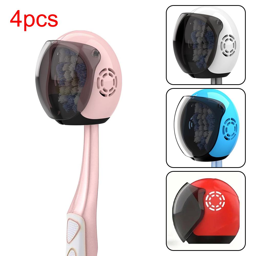 

4pcs Helmet Toothbrush Covers Caps Toothbrush Head Protector for Household Travel Fits Most Manual and Electric Toothbrushes