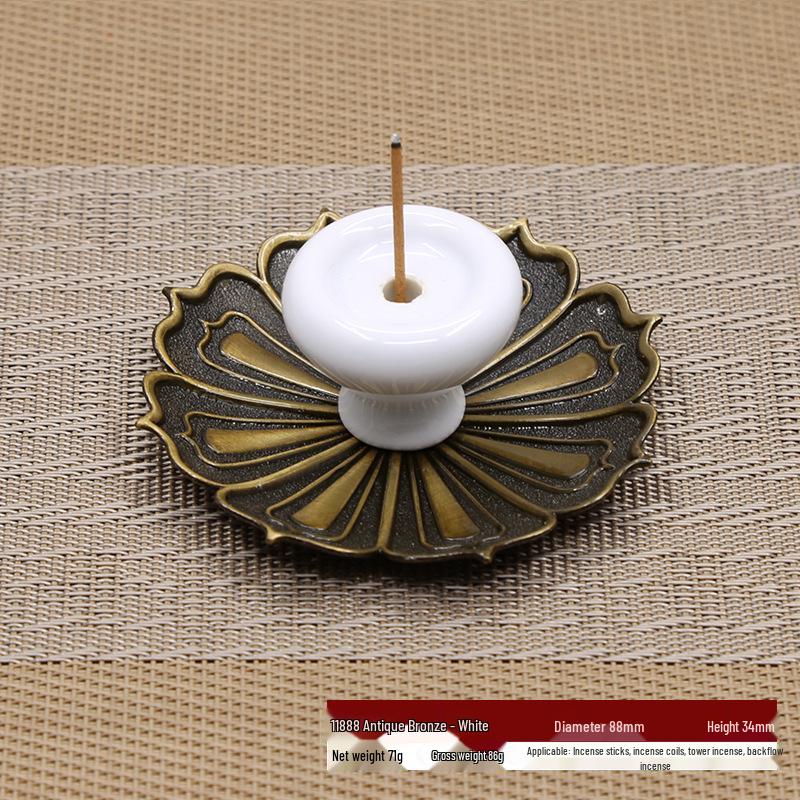 Ceramic Backflow Incense Burner & Holder: Japanese Ornament for Buddha Incense Sticks & Lotus Coil.