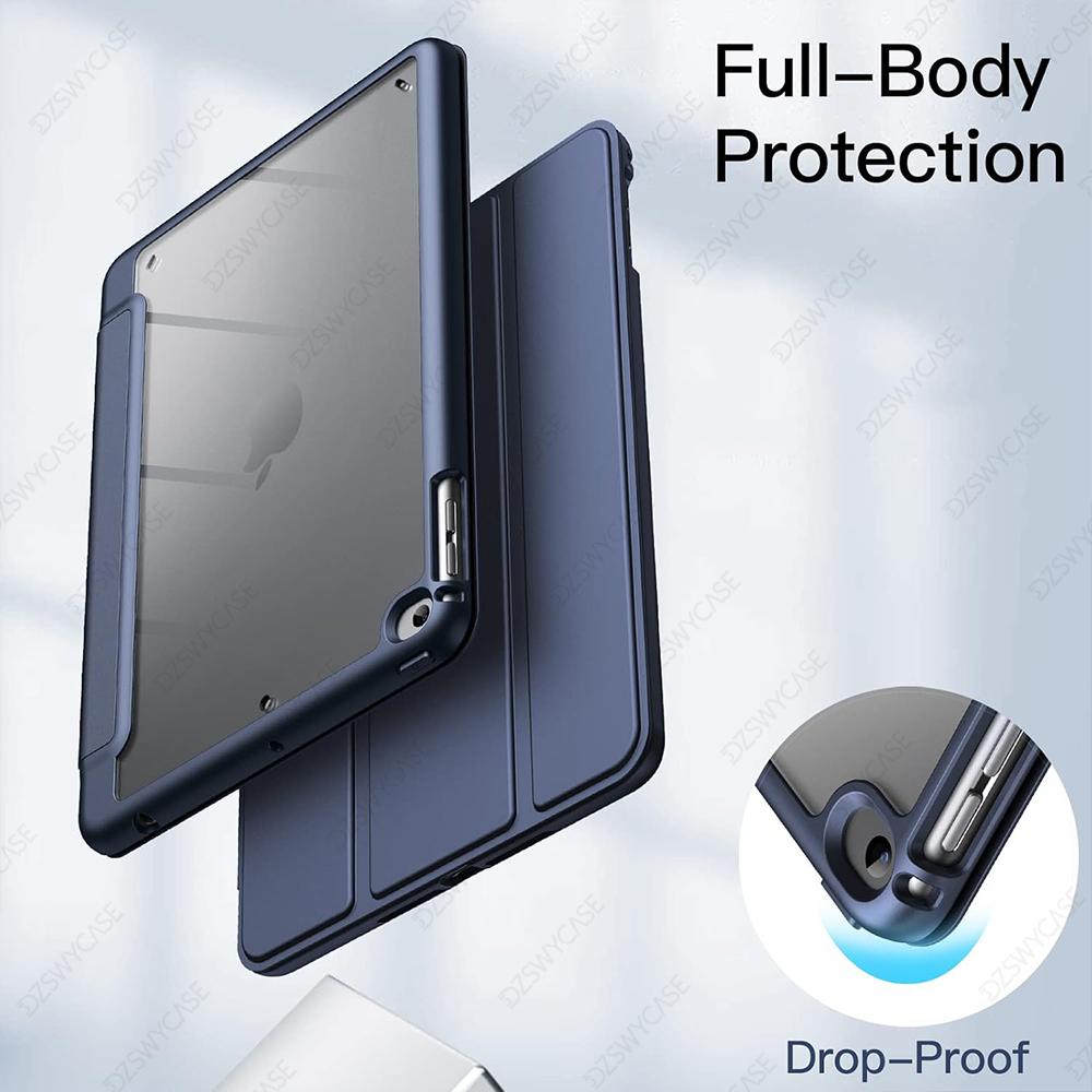 Case for iPad Mini 5/4 7.9 Inch Model / with Pencil Holder, Clear Transparent Back Slim Stand Anti-Shock Tablet Cover
