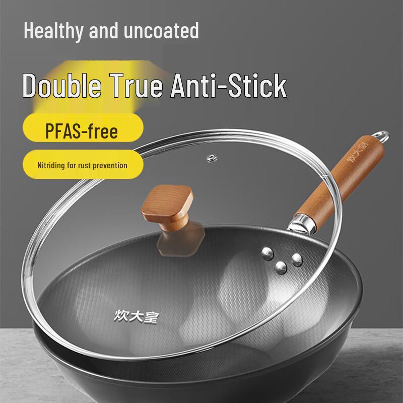 COOKER KING 32cm Fine Iron Wok with Lid