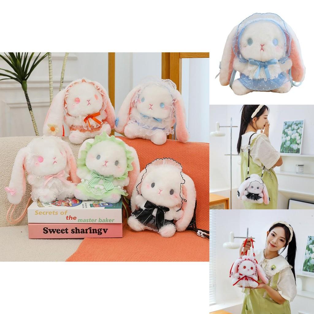 Lolita Style Plush Bunny Crossbody Bag With Cartoon Design For Girls And Kids