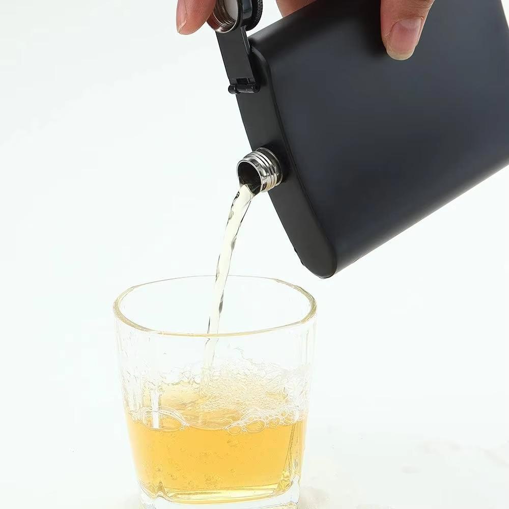 6/8/12 Oz Hip Flask Flat Liquor Flask Drinkware Black Pocket Flagon  Bar