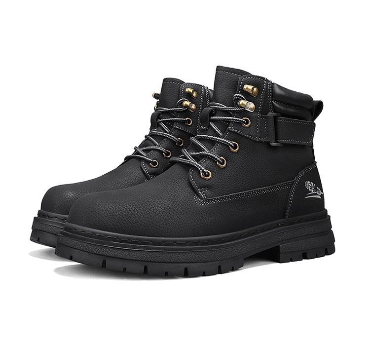 Men's Tough High-Top Yellow Leather Boots, British Style, Non-Slip, 2025 New Autumn/Winter Collection