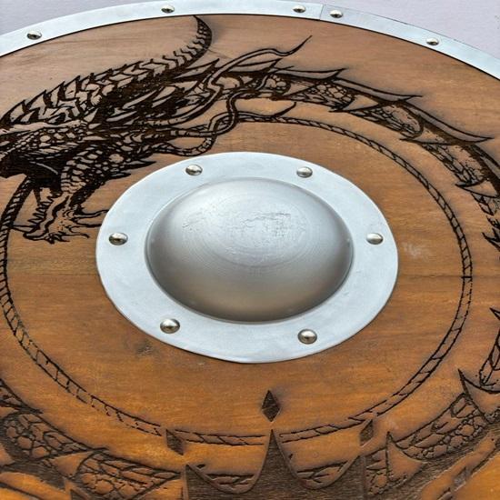 60.96 Cm Hand-Carved Dragon King Viking Medieval Shield Wall Decor Gift