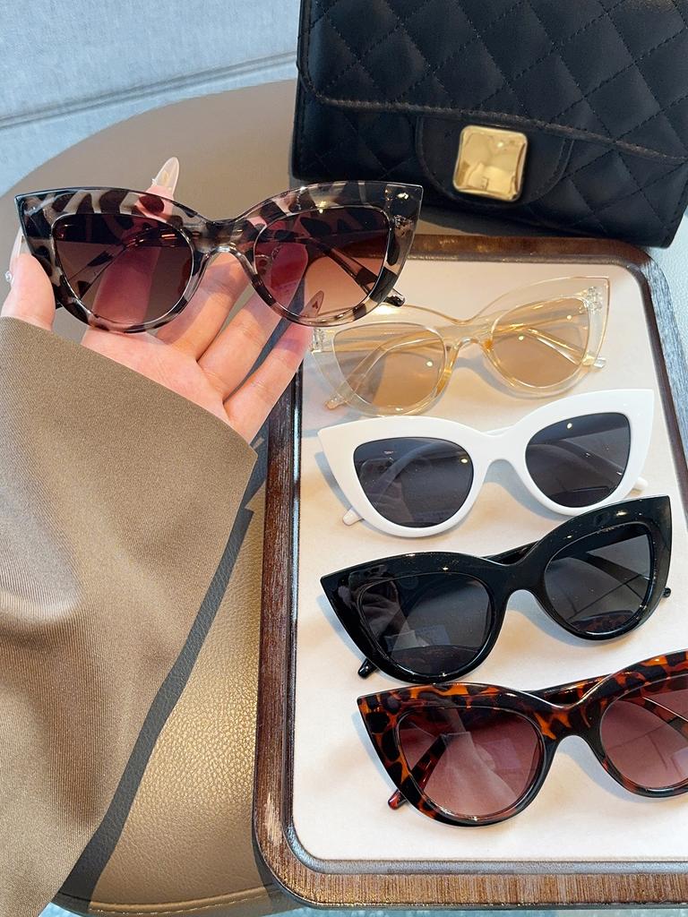 5Pcs Fashionable Extra-Large Cat-Eye Glasses Set Simple and High-End Perfect for Party Daily Wear Decoration Holiday Gift