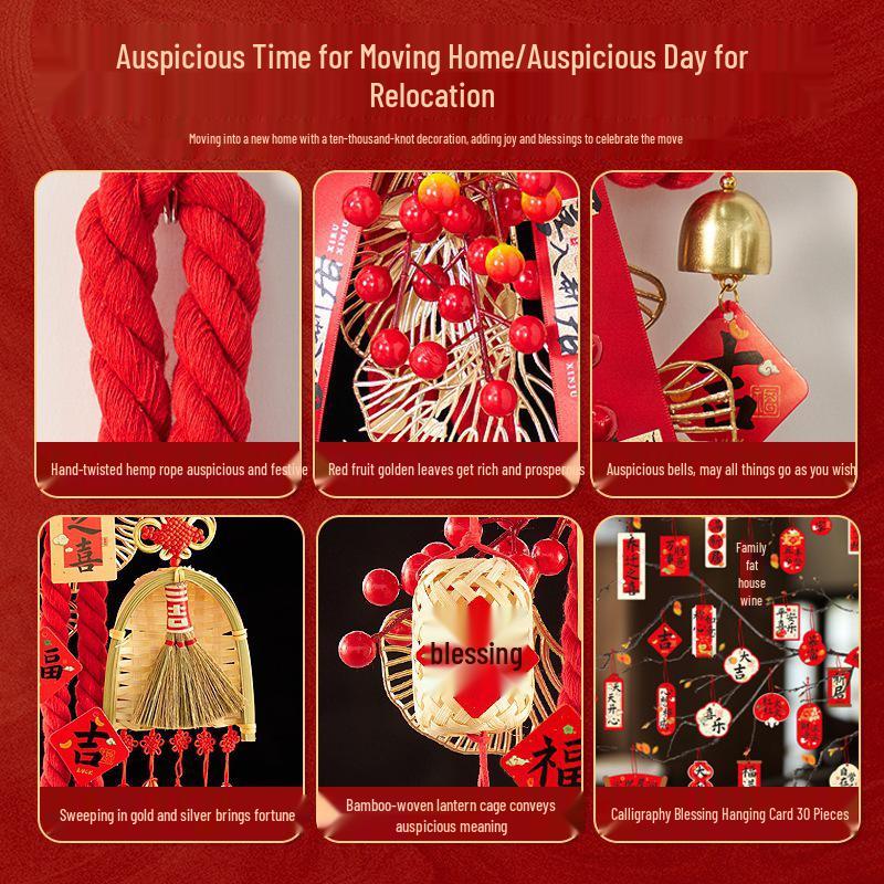 Housewarming Decor: Fu Character Door Handle Pendant Knot for New Home Ceremony