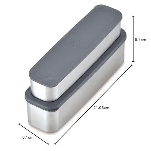 Thermos Bento Box 2 Tier Slim Fresh Lunch Box 815ml Black Border DSA-804W BKBD