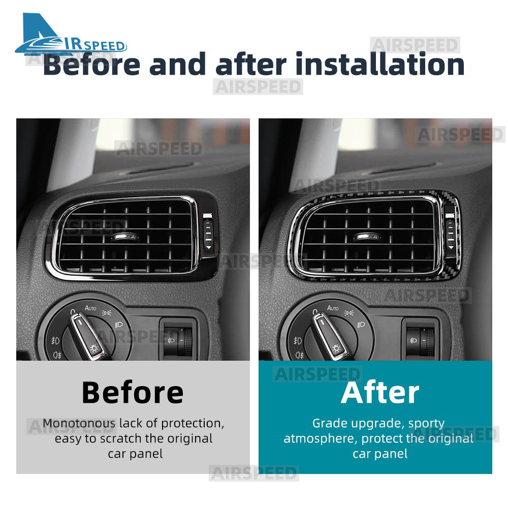 Real Soft Carbon Fiber Trim For Volkswagen VW Polo 2010 2011 2012 2013 2014 MK5 6R LHD RHD Car Center Console Air Outlet
