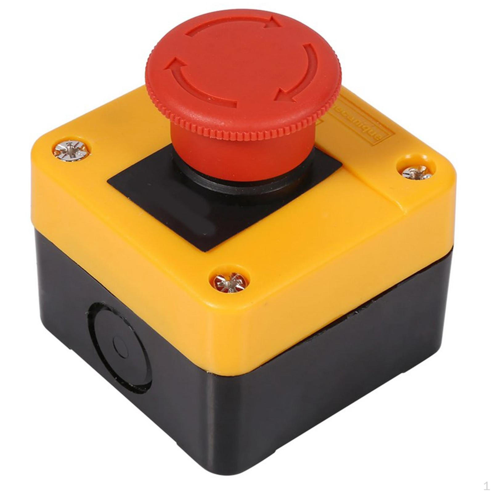 

Emergency Stop Button Switch,Red Pushbutton,Waterproof,Round 440V 1No 1NC Outdoor Normally Closed