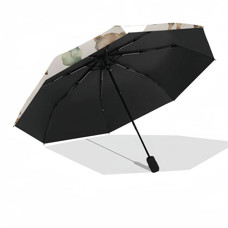 Woodland Animal Forest Friends - Automatic Opening Umbrella, Portable Tri-Fold Design, 8-Bone Iron Frame Outdoor Umbrella, Festival Gift for