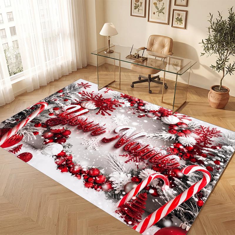 Winter Theme Soft Crystal Velvet Rug Custom Name & Text Print Non Slip Floor Rug for Bedroom Living Room