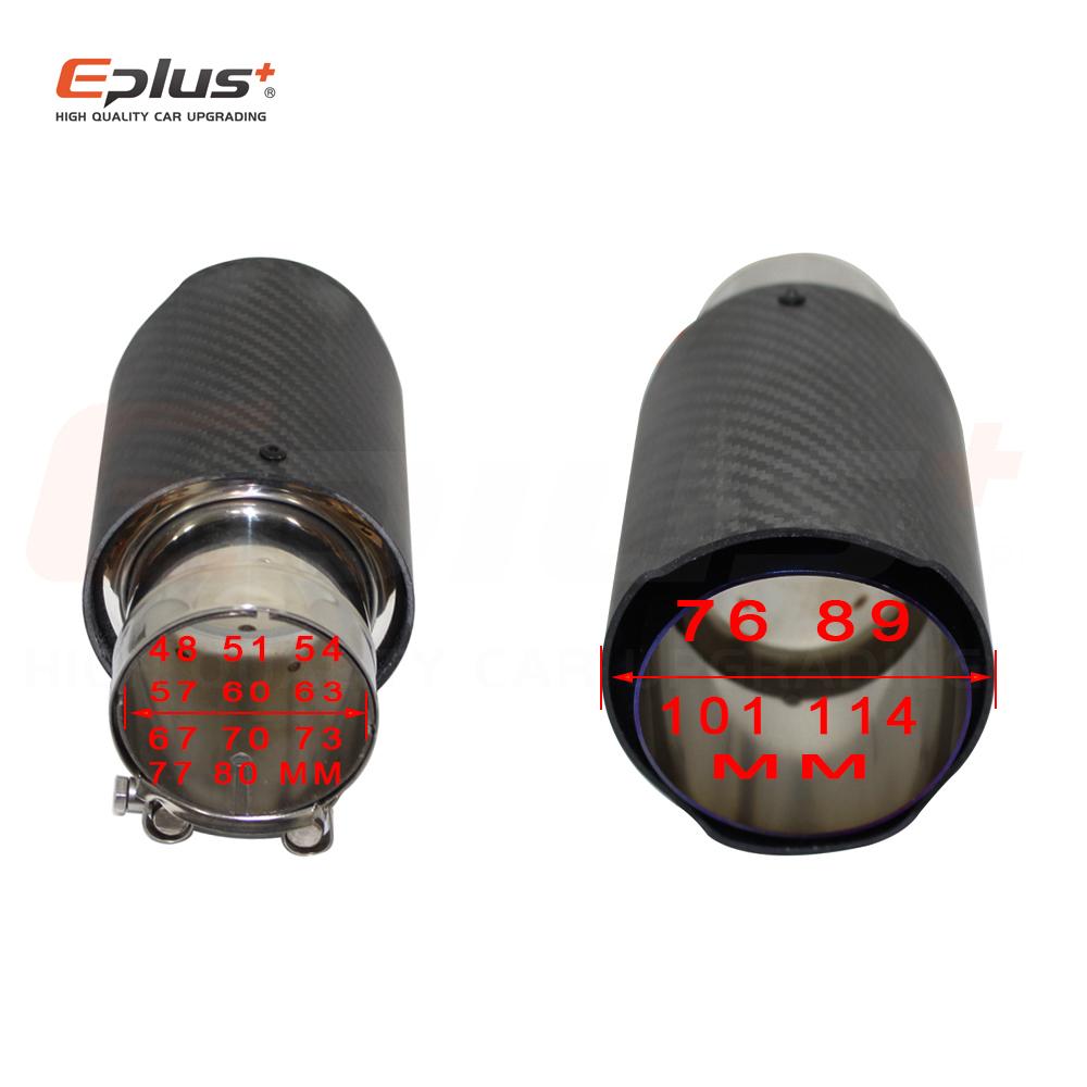 Universal Car Matte Carbon Fiber Muffler Tip Exhaust System Pipe Mufflers Nozzle Straight Stainless Black