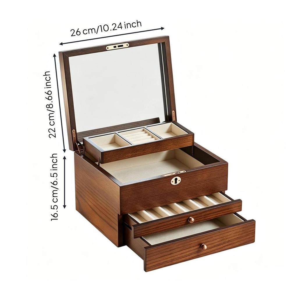 Four-Layer Jewelry Box with Drawers Elegant for Vanity, Bedroom