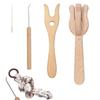 Lucet Werkzeug 4 Stück Geflochtene Werkzeuge Für DIY Strickhandwerk Tragbares Strickgabel-Set Mit Nadel mit großem Öhr Holzgabel Flechter Und