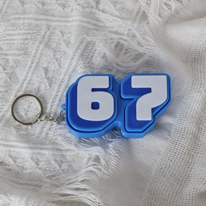Number 67 Fidget Toy Keychain Stress Relief Bright Durable Mini Portable for Kids Birthday Party Favors Bag Pendant
